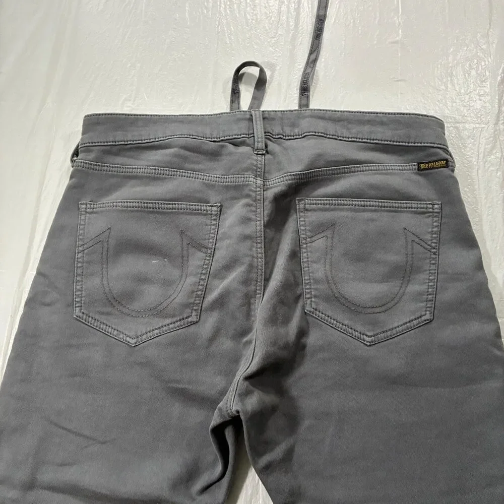 True Religion Jogger Mens 33 (36x33) Gray Denim Runner Relaxed Sport Drawstring